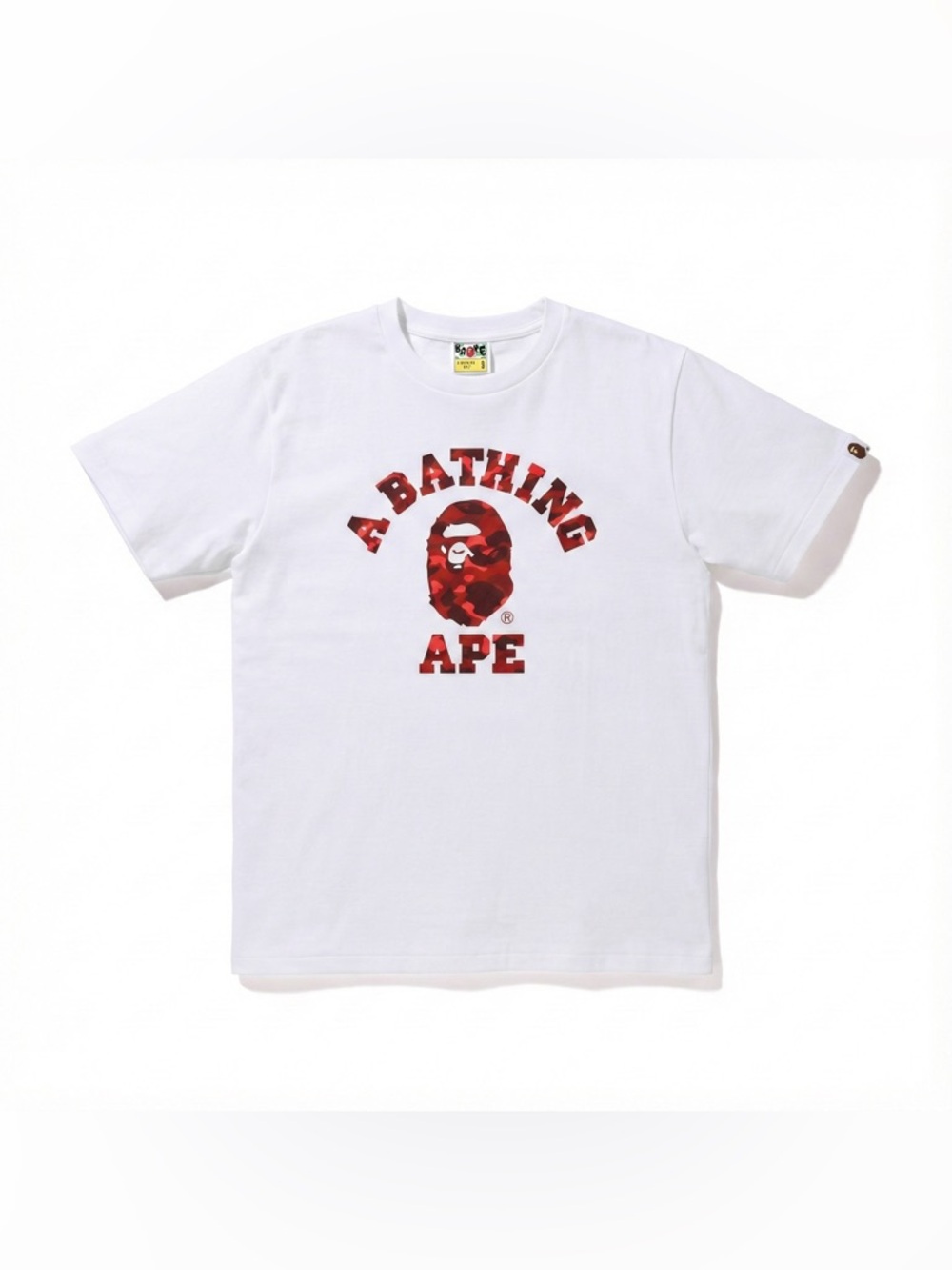 A Bathing Ape White Tee with Red Camo Logo